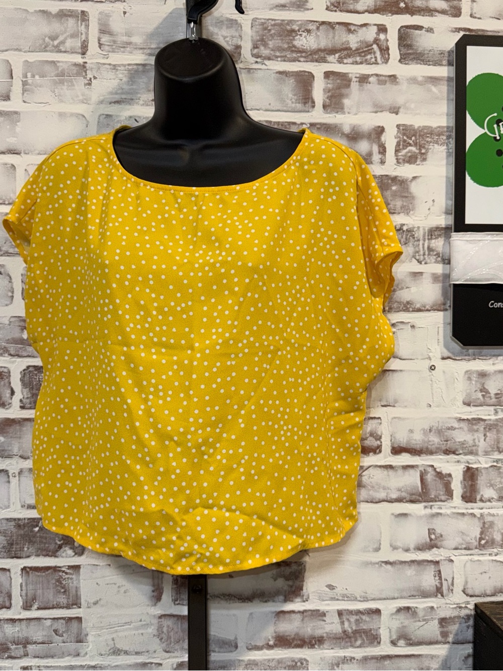 BP Yellow Polka Dot Women's Blouse medium